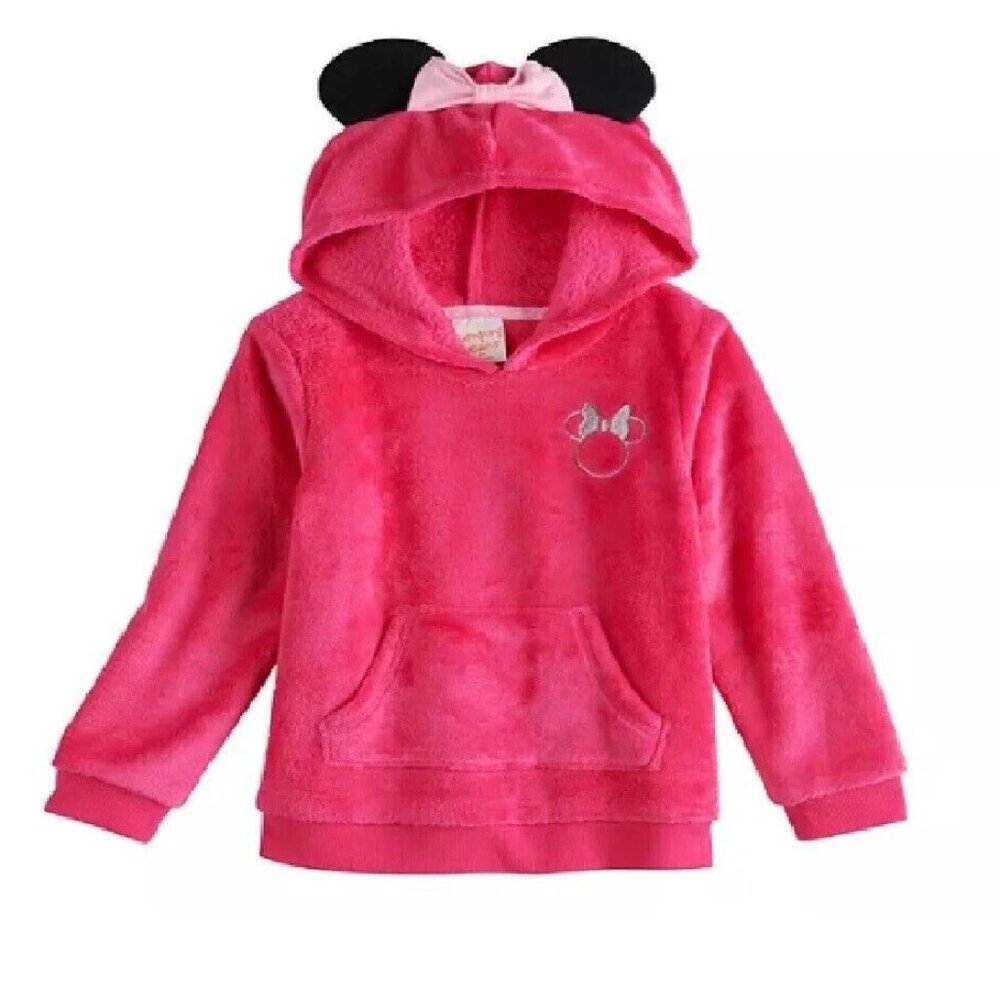 NWT Disney's Minnie Mouse Toddler Girl Plush Tunic Hoodie Jumping Beans 4T Pink